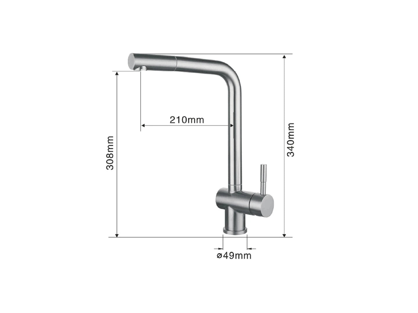 Keukenkraan - Uittrekbare uitloop - Larix Mat zwart - 34cm