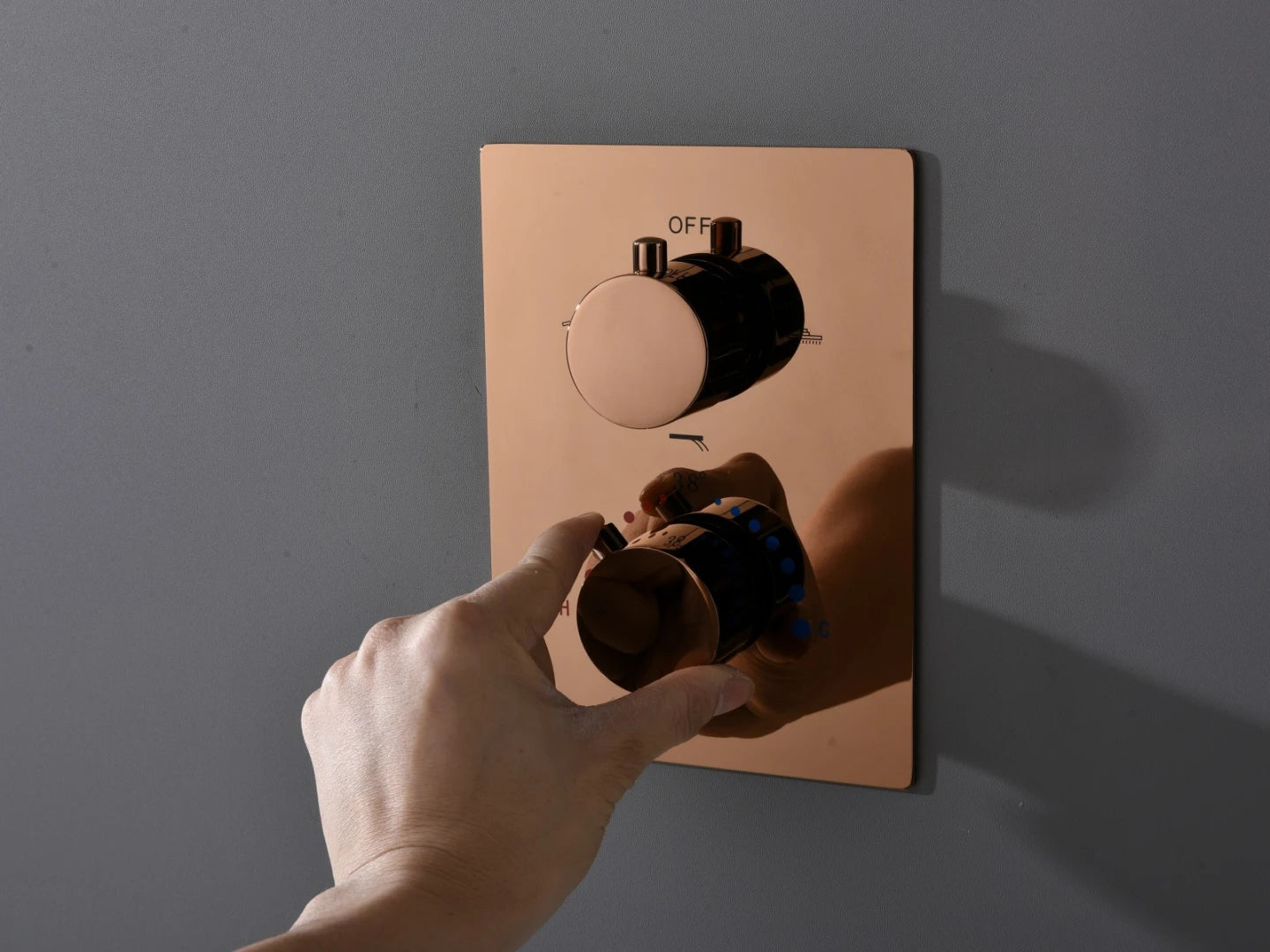 Thermostatische inbouw regendoucheset - Pointer Rose goud