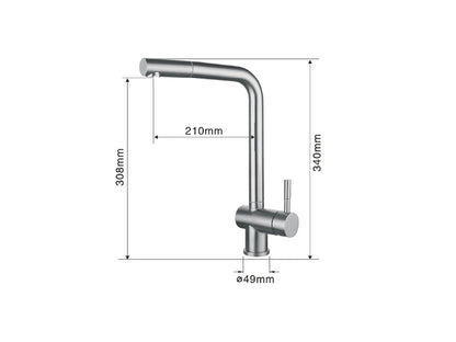 Keukenkraan - Uittrekbare uitloop - Larix Geborsteld RVS - 34cm