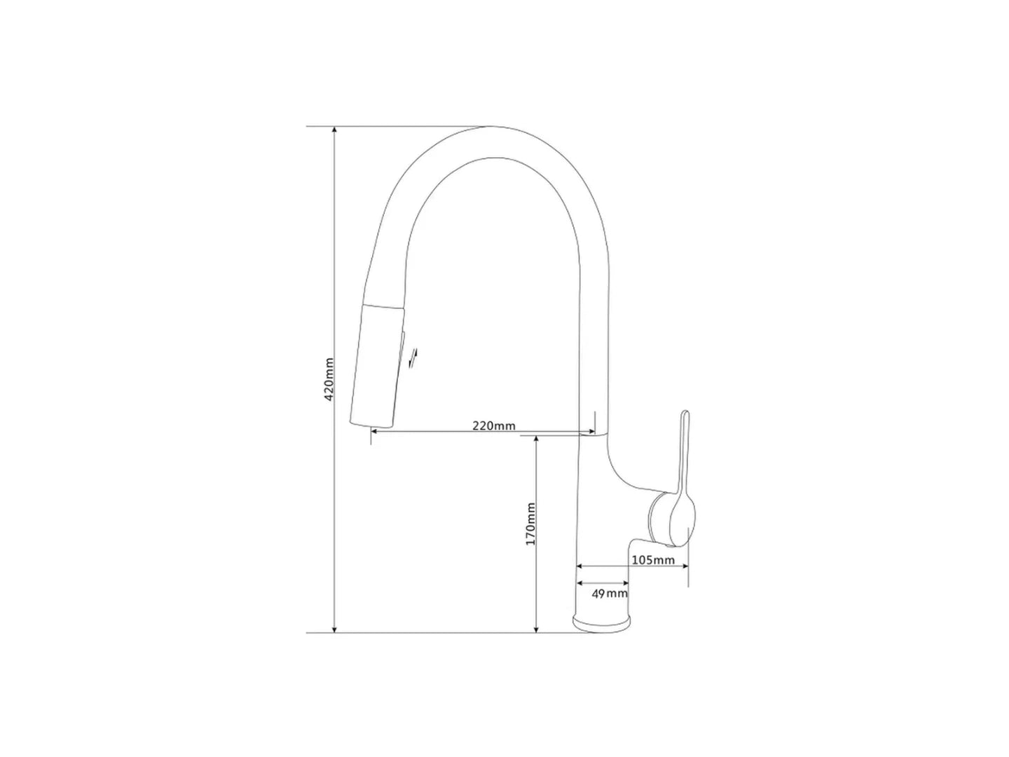 Keukenkraan - Uittrekbare uitloop - Mat zwart - Ruba Mat zwart - 42cm