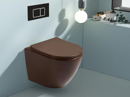 Hangend rimless toilet - Alaska Mat bruin - 49x37x37cm