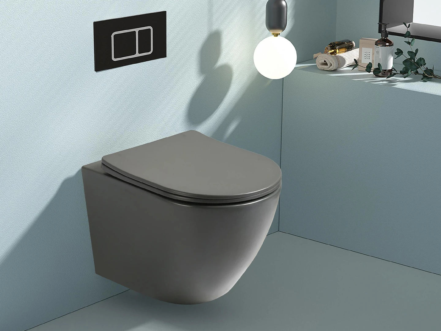 Hangend rimless toilet - Alaska Mat grijs - 49x37x37cm