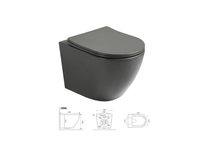 Hangend rimless toilet - Alaska Mat grijs - 49x37x37cm