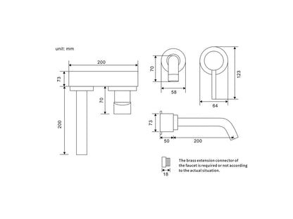 Inbouw wastafelmengkraan met inbouwbox - Zato Rose goud - 20cm