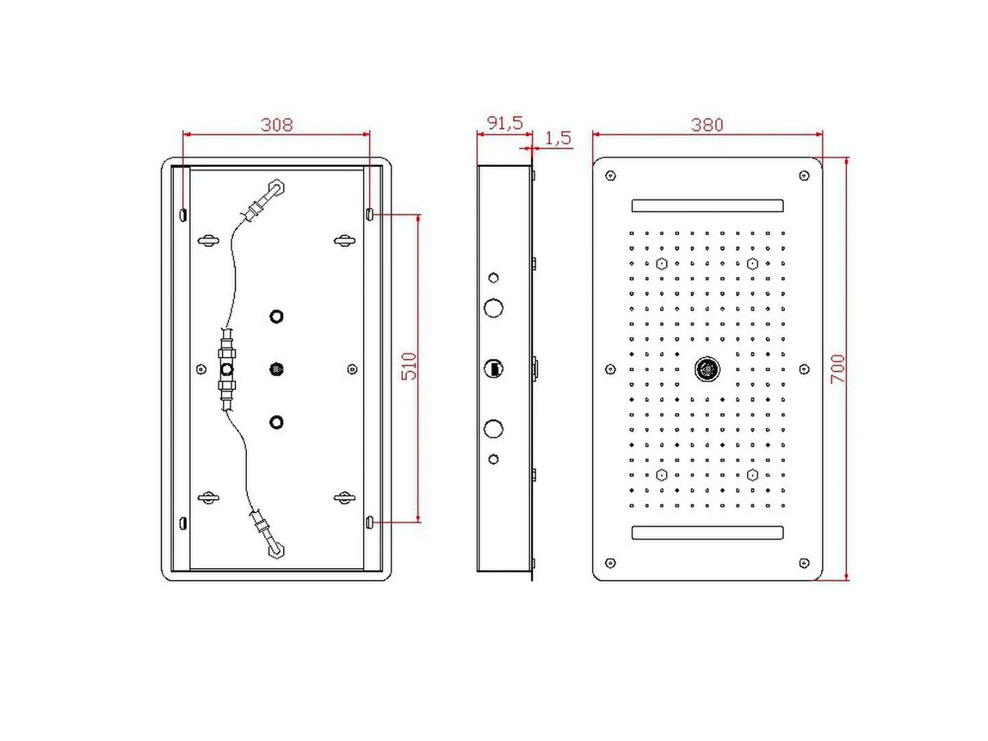 5 in 1 thermostatisch inbouw regendoucheset - Lion Chroom