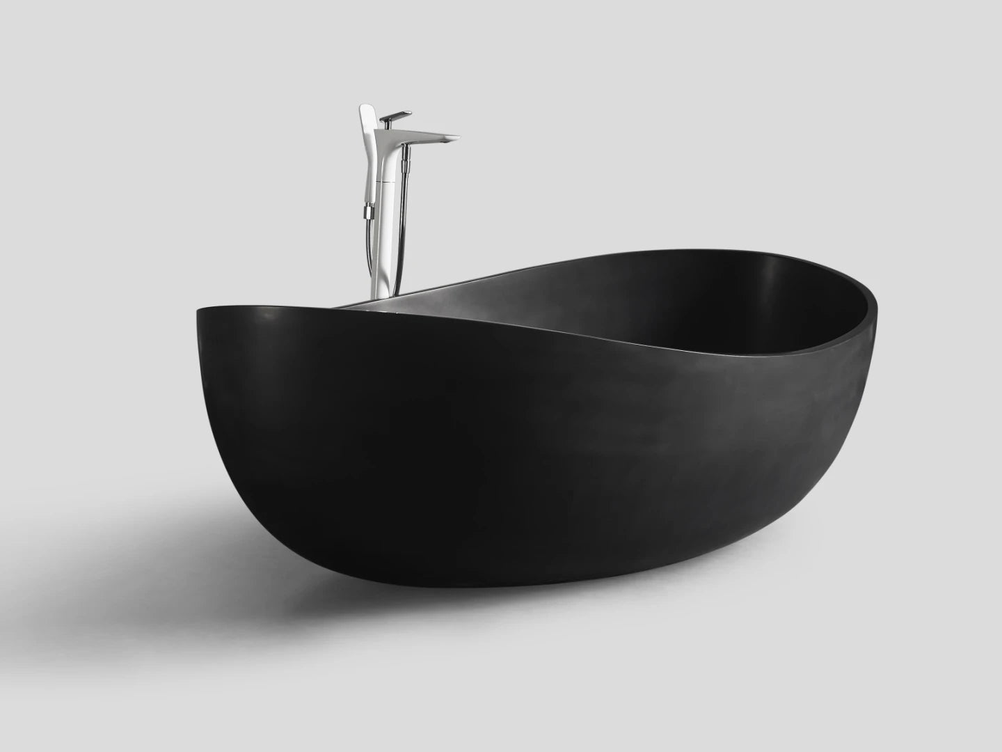 Vrijstaand bad - Solid surface - Ethan Mat zwart - 180x109x62cm