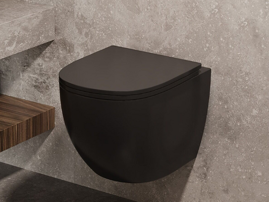 Toiletpot Randloos - Itsie Mat Zwart - Softclose Zitting