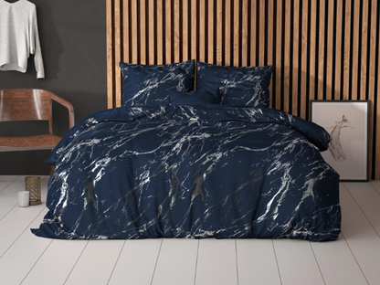 COMFY® Marble Indigo Dekbedovertrek - 200 x 220