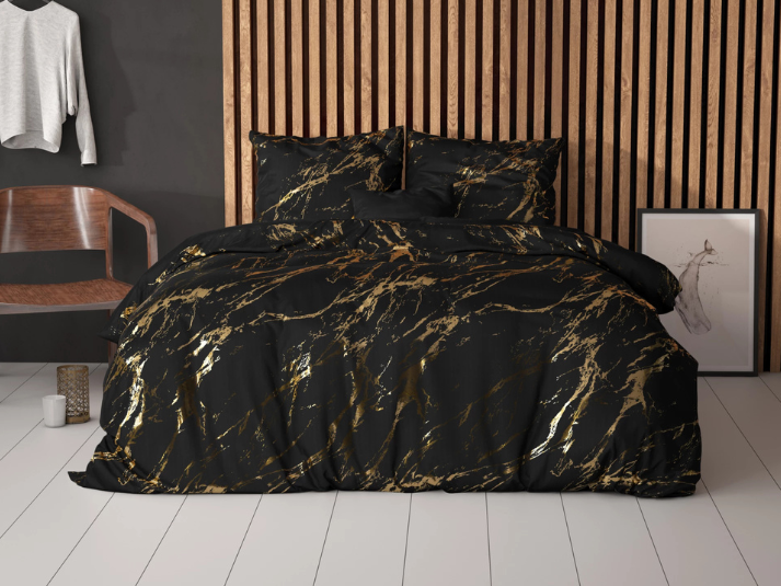 COMFY® Marble Zwart Dekbedovertrek - 240 x 220