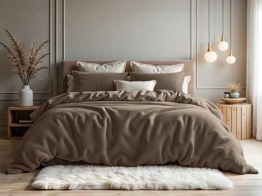 COMFY® Teddy Katoen Dekbedovertrek Diep Taupe - 240 x 200/220