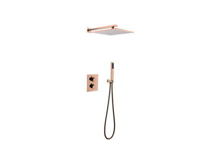 Thermostatische inbouw regendoucheset - Pointer Rose goud