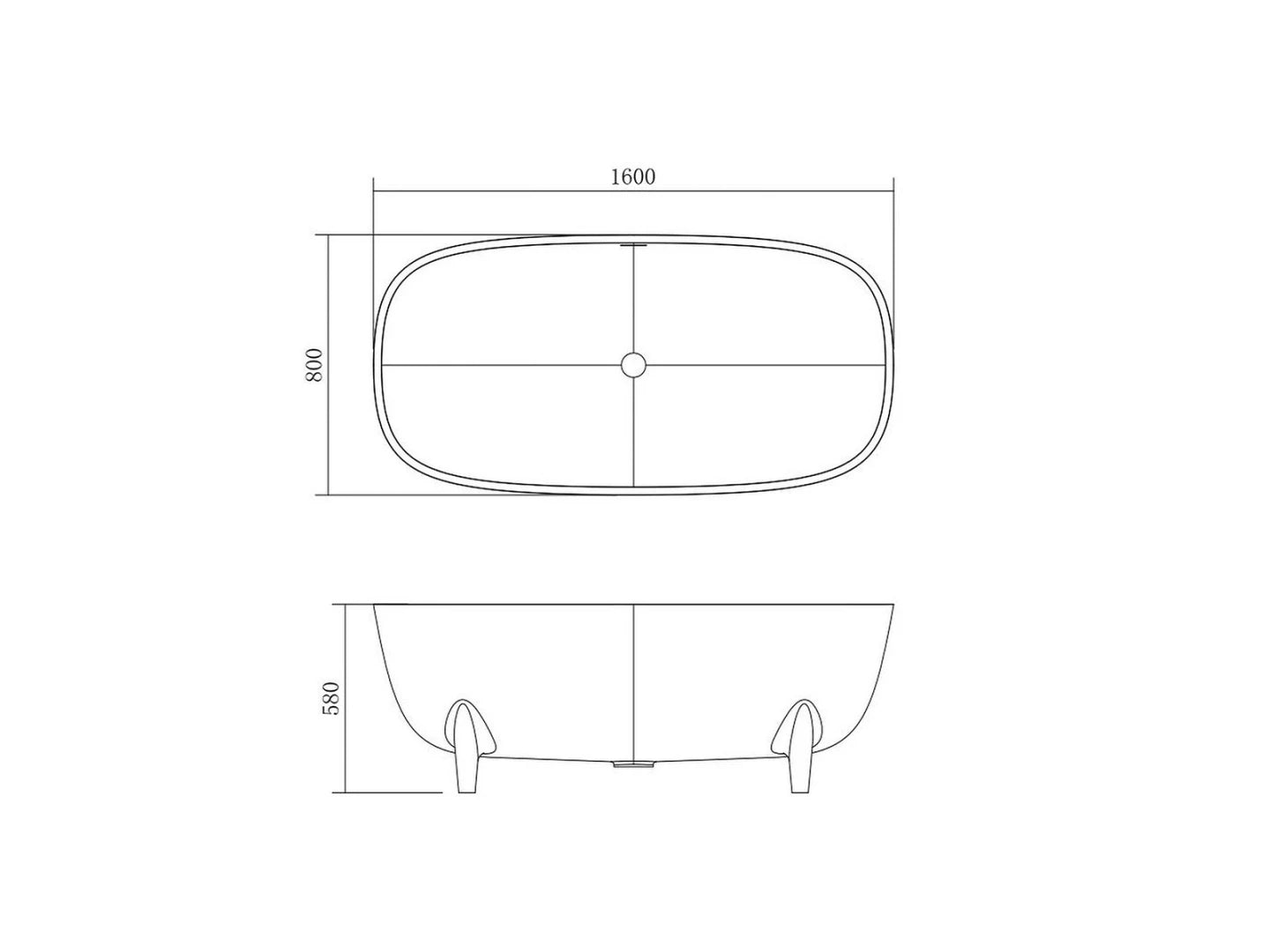 Vrijstaand bad - Solid surface - Jason Mat wit - 160x80x58cm