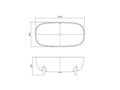 Vrijstaand bad - Solid surface - Jason Mat wit - 160x80x58cm