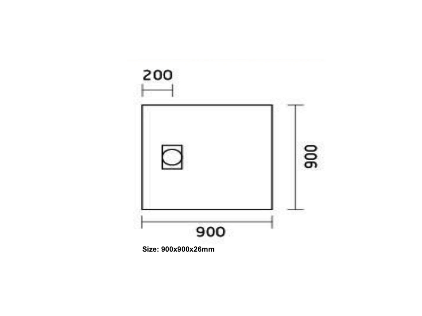 Douchebak - SMC leisteen - Toronto Mat zwart - 90x90x2,6cm