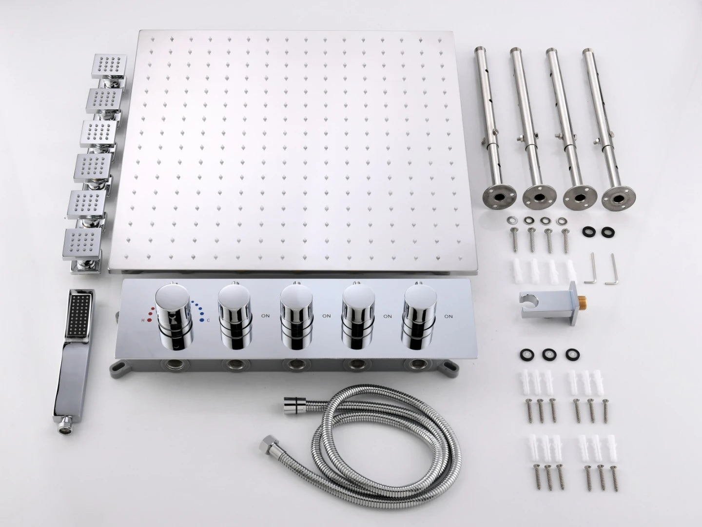 Thermostatisch inbouw regendoucheset - Ibex Chroom