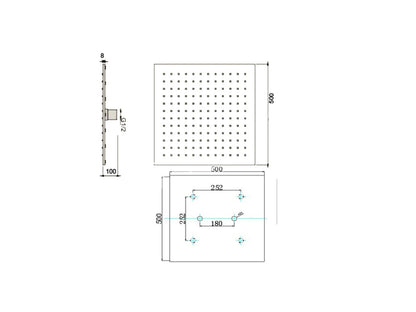 Thermostatisch inbouw regendoucheset - Ibex Chroom