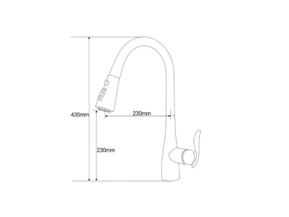 Keukenkraan - Uittrekbare uitloop - Verada Mat zwart - 44cm