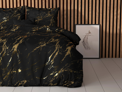 COMFY® Marble Zwart Dekbedovertrek - 240 x 220