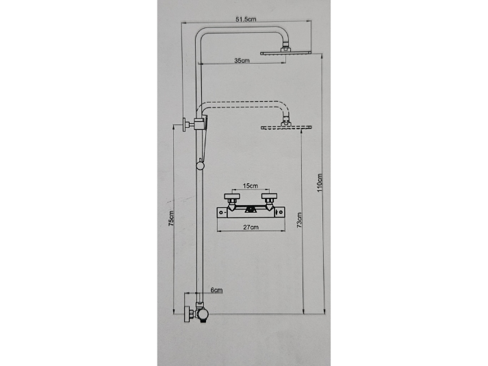 Luxora® Doucheset Opbouw Thermostatisch - Hoogte Verstelbaar - Gun Metal