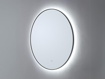 Luxora® Ronde LED Badkamerspiegel - Spiegelverwarming - Mat Zwart - 80 cm