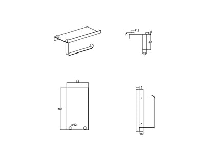 Toiletrolhouder met telefoonhouder Mat zwart