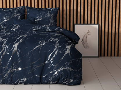 COMFY® Marble Indigo Dekbedovertrek - 200 x 220