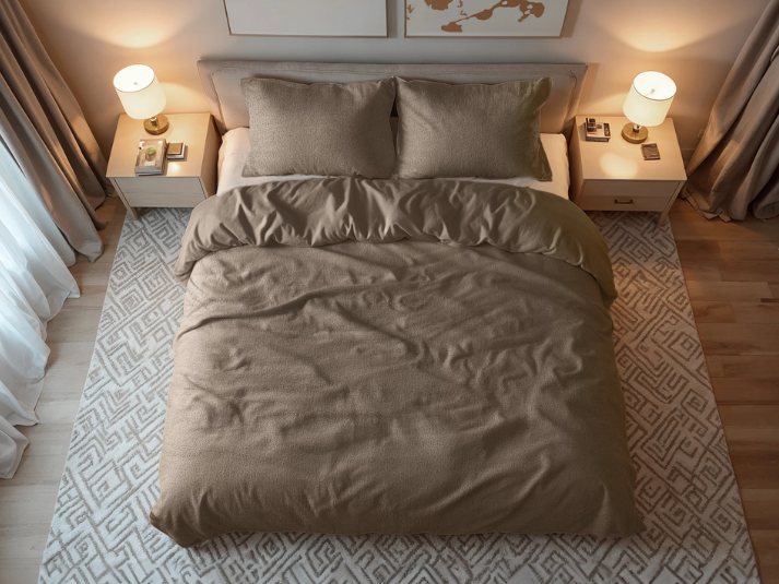 COMFY® Teddy Katoen Dekbedovertrek Diep Taupe - 200 x 200/220