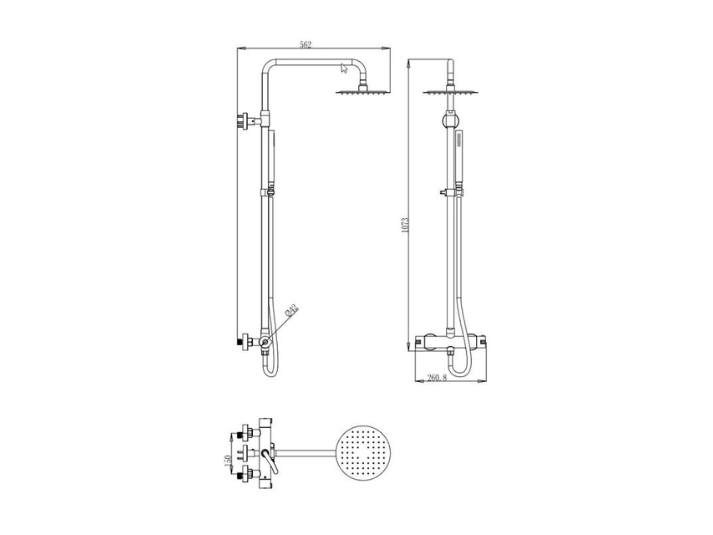 Luxora® Doucheset Opbouw Thermostatisch - In Hoogte Verstelbaar, Rond RVS