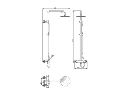 Luxora® Doucheset Opbouw Thermostatisch - In Hoogte Verstelbaar, Rond RVS