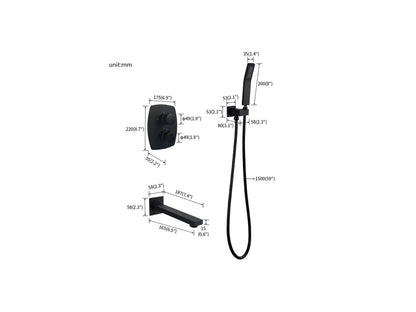 Thermostatische inbouw badkraan - Udu Mat zwart - 19cm