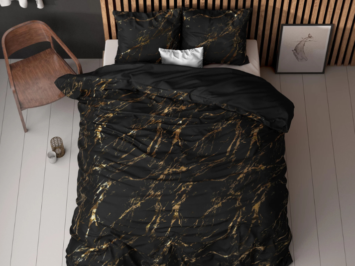 COMFY® Marble Zwart Dekbedovertrek - 240 x 220