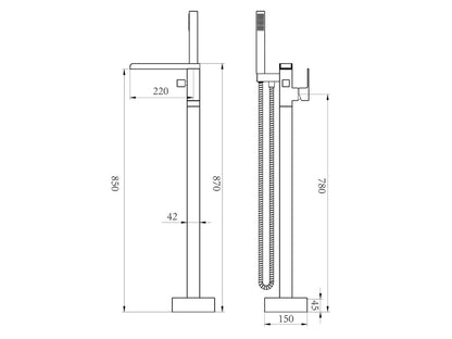 Vrijstaande waterval badkraan - Barcelona Mat zwart - 87cm