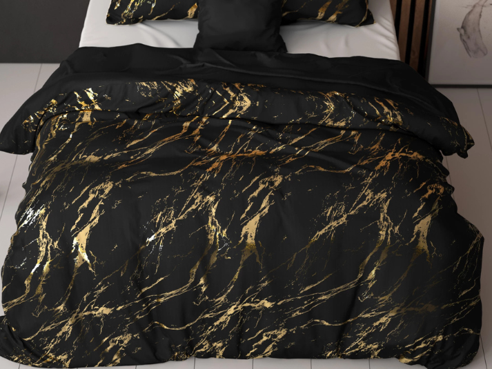 COMFY® Marble Zwart Dekbedovertrek - 240 x 220