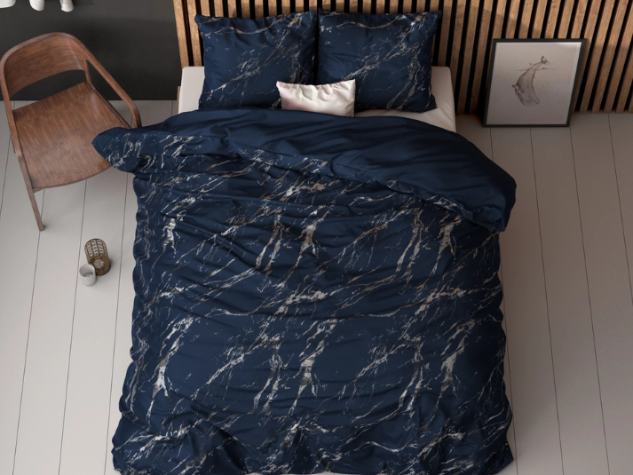 COMFY® Marble Indigo Dekbedovertrek - 200 x 220