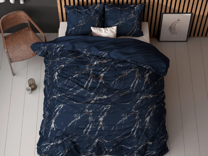 COMFY® Marble Indigo Dekbedovertrek - 200 x 220