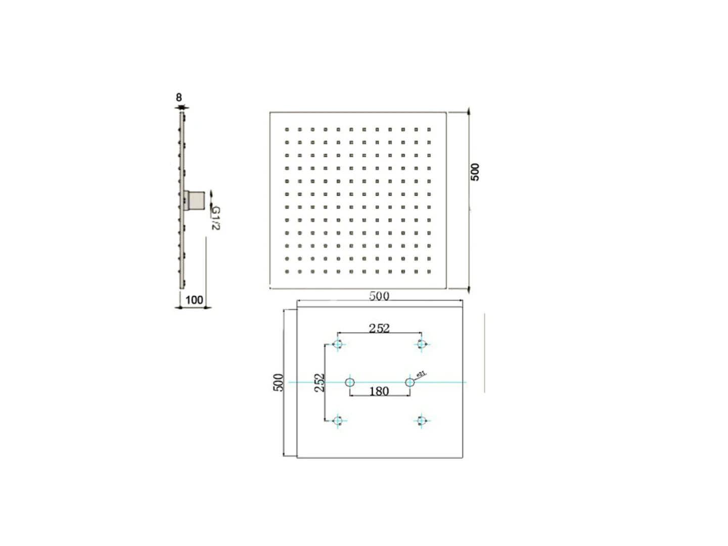 Thermostatisch inbouw regendoucheset - Ibex Mat zwart