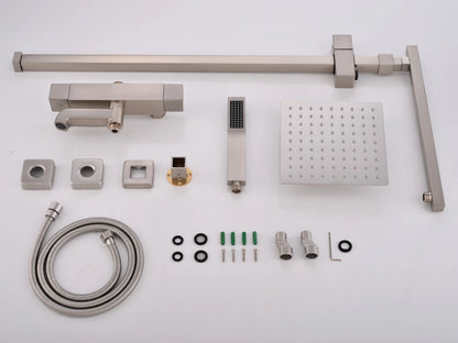 Thermostatisch opbouw regendoucheset - Lempa Geborsteld RVS