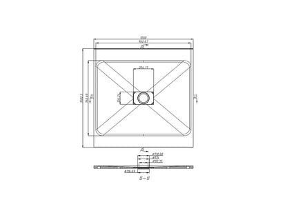 Douchebak - SMC leisteen - Toronto Mat zwart - 100x100x2,6cm