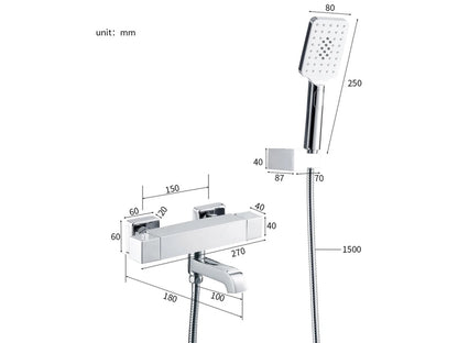 Thermostatische opbouw badkraan - Saron Chroom - 18cm