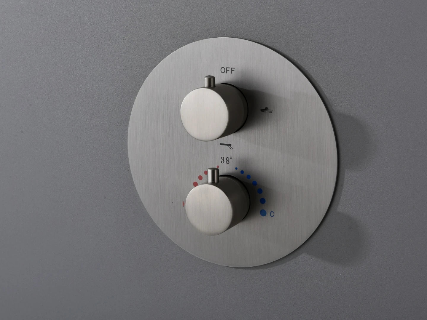 Thermostatische inbouw regendoucheset - Yuma Geborsteld RVS