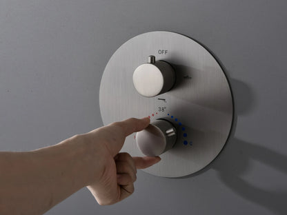 Thermostatische inbouw regendoucheset - Yuma Geborsteld RVS