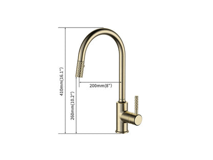 Keukenkraan - Uittrekbare uitloop - Durio Geborsteld goud - 41cm