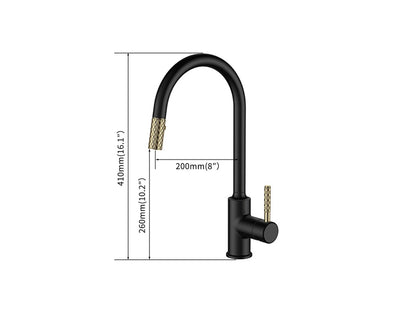 Keukenkraan - Uittrekbare uitloop - Durio Mat zwart - 41cm