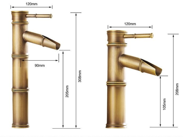 Bamboo Hoge Wastafelkraan - Waterval uitloop - Zwart