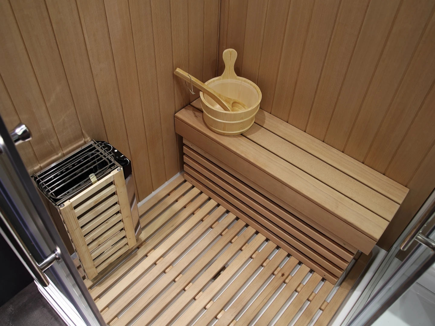 Sauna met stoomcabine - Rechts model - Pico Glans Zwart - 120x220x220cm