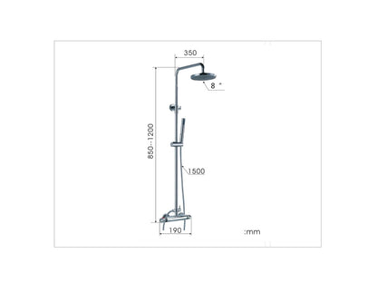 Thermostatisch opbouw regendoucheset - Misa Chroom