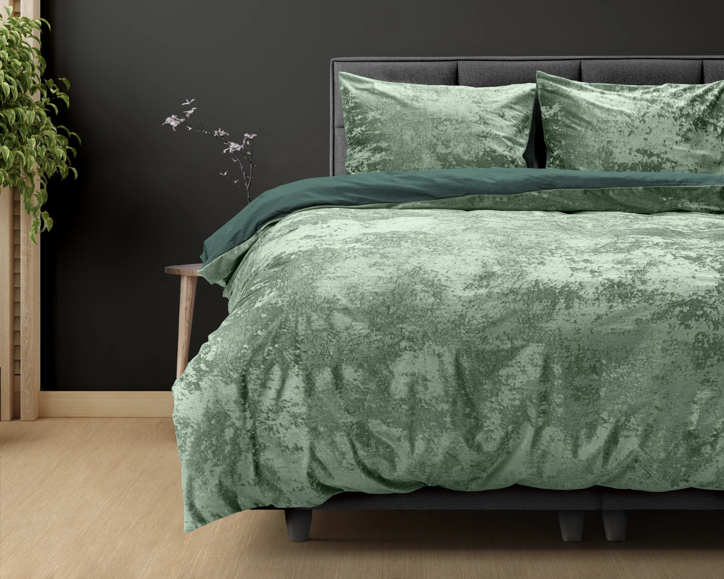 COMFY® Crushed Velvet Katoen - Donker Groen 240 x 220