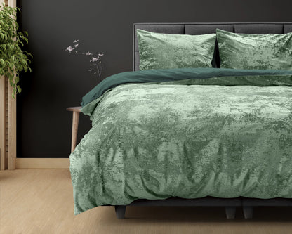 COMFY® Crushed Velvet Katoen - Donker Groen 240 x 220