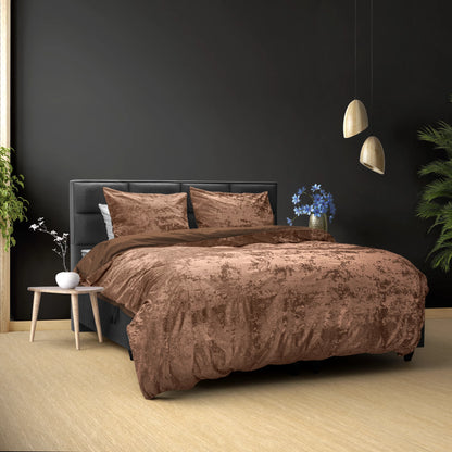 COMFY® Crushed Velvet Katoen - Bruin 240 x 220