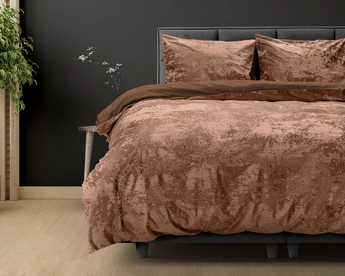 COMFY® Crushed Velvet Katoen - Bruin 240 x 220